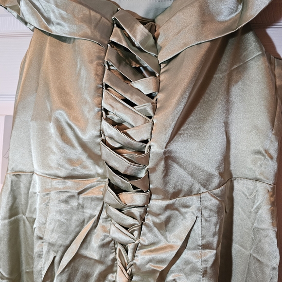 Formal, Satin, Bridesmaid, Homecoming, Prom, Dress, Size , Sage Green - Picture 3 of 5